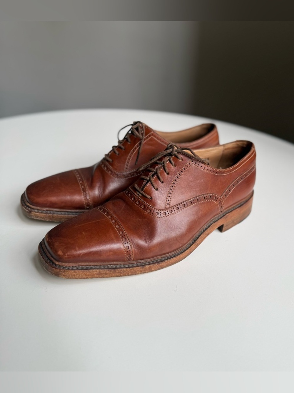 To Boot New York Derrick 9 1/2 Hand Made Italy Brown Leather Oxford Dress Shoes